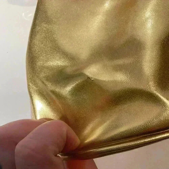 Moda Attiva gold, leather strips, and fabric crossbody bag - Picture 6 of 11